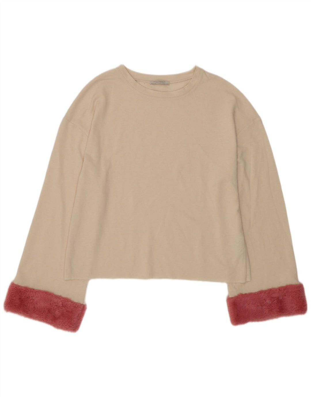 Zara ženska prevelika majica dugih rukava UK 10 Small Beige Colourblock