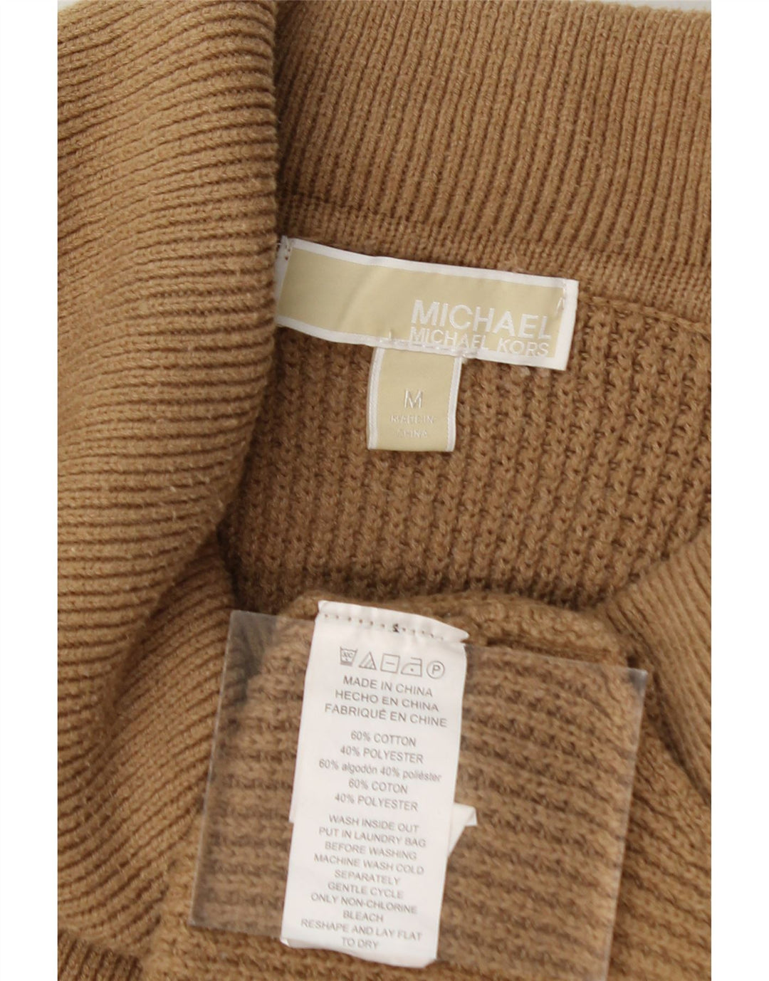 MICHAEL KORS Womens Roll Neck Jumper Sweater UK 14 Medium Brown Cotton Vintage Michael Kors and Second-Hand Michael Kors from Messina Hembry 