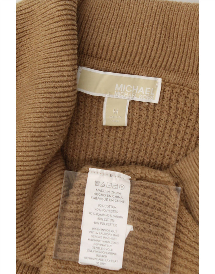 MICHAEL KORS Womens Roll Neck Jumper Sweater UK 14 Medium Brown Cotton Vintage Michael Kors and Second-Hand Michael Kors from Messina Hembry 