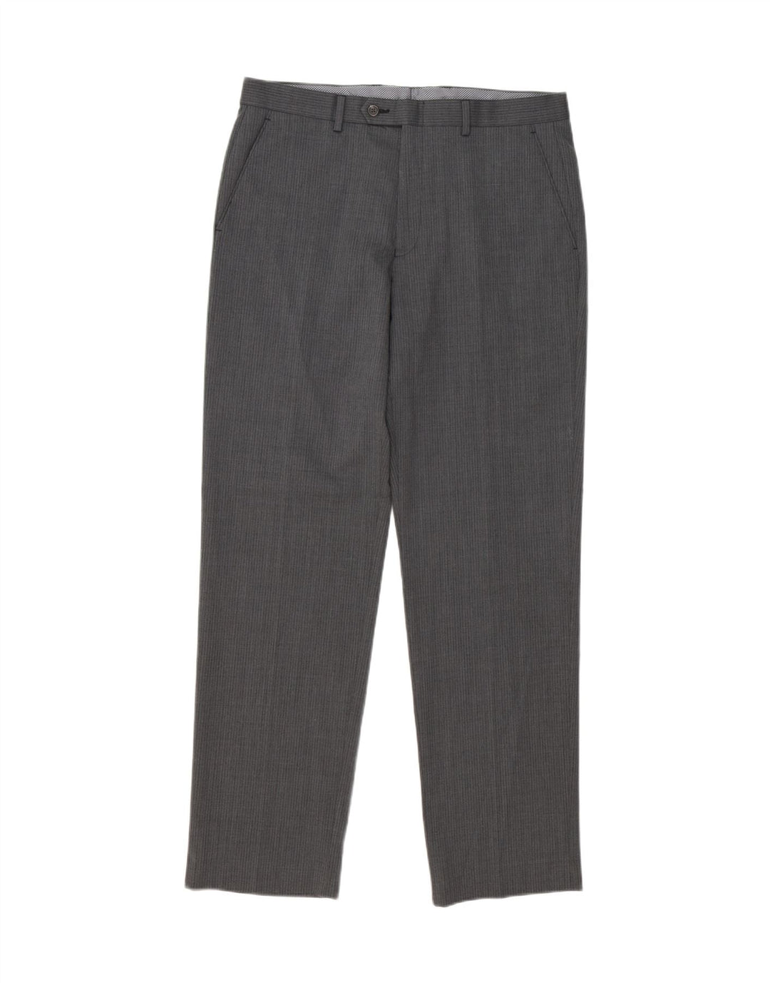 CHAPS Mens Straight Suit Trousers W34 L32 Grey Pinstripe Polyester Vintage Chaps and Second-Hand Chaps from Messina Hembry 