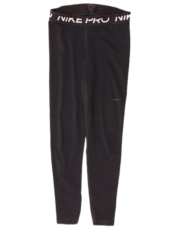 Nike Ženske Dri Fit Graphic Leggings UK 12 Srednje crne poliesterske sportske