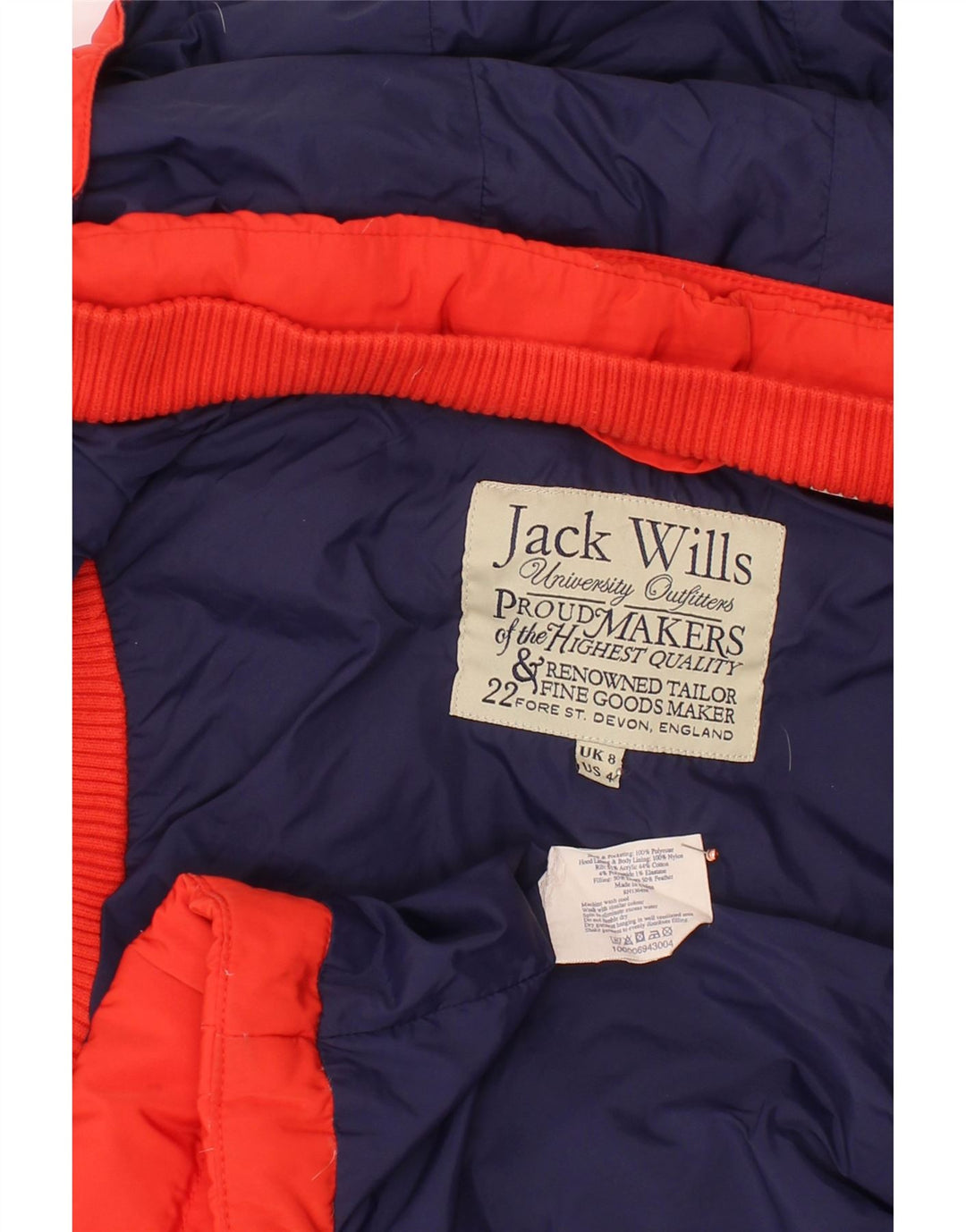 JACK WILLS Ženska podstavljena majica s kapuljačom UK 8 Mala crvena poliester