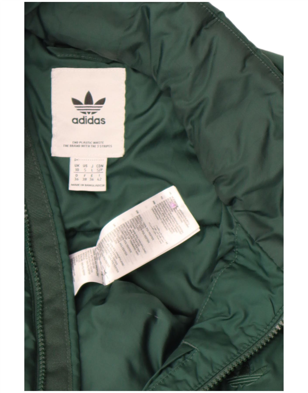 Adidas velika ženska podstavljena jakna UK 10, mali zeleni poliester