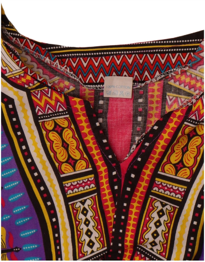 Vintage ženska bluza za plažu Top jedne veličine Ljubičasti geometrijski pamuk