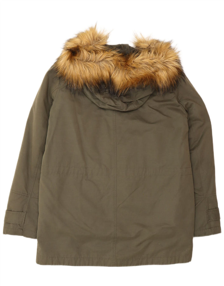 Zara ženska velika parka jakna s kapuljačom UK 10 mali kaki poliester