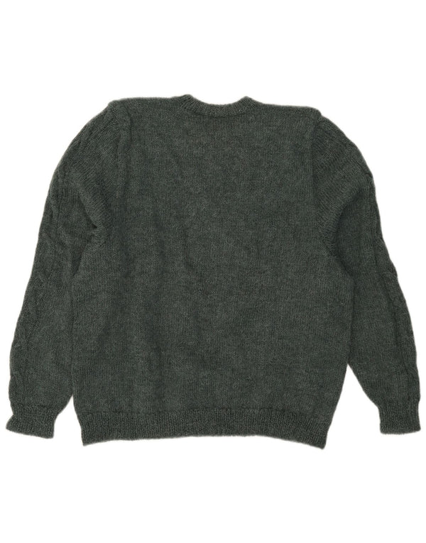 Vintage ženski džemper s okruglim izrezom UK 18 XL zeleni cvjetni
