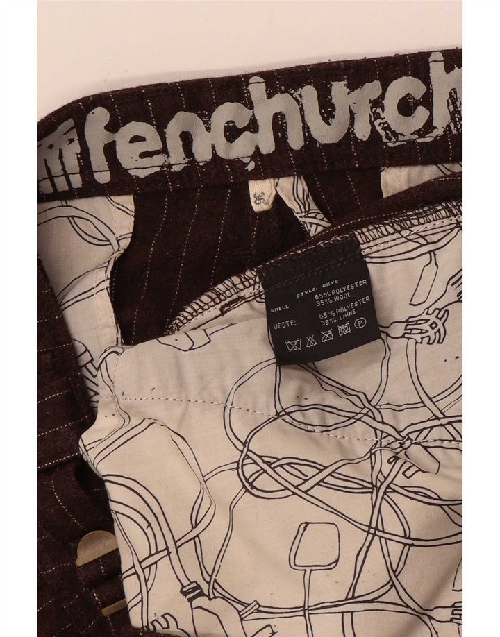 Fenchurch muške ravne kargo hlače W36 L33 poliester u smeđe pruge