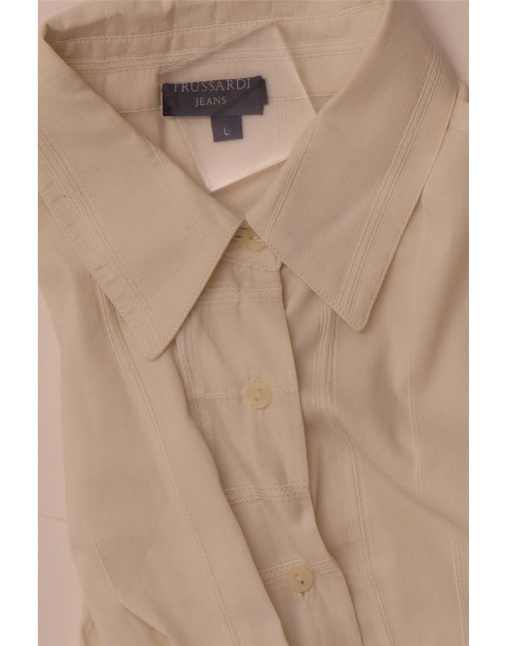 TRUSSARDI JEANS Ženska košulja bluza UK 14 Velike bijele pruge