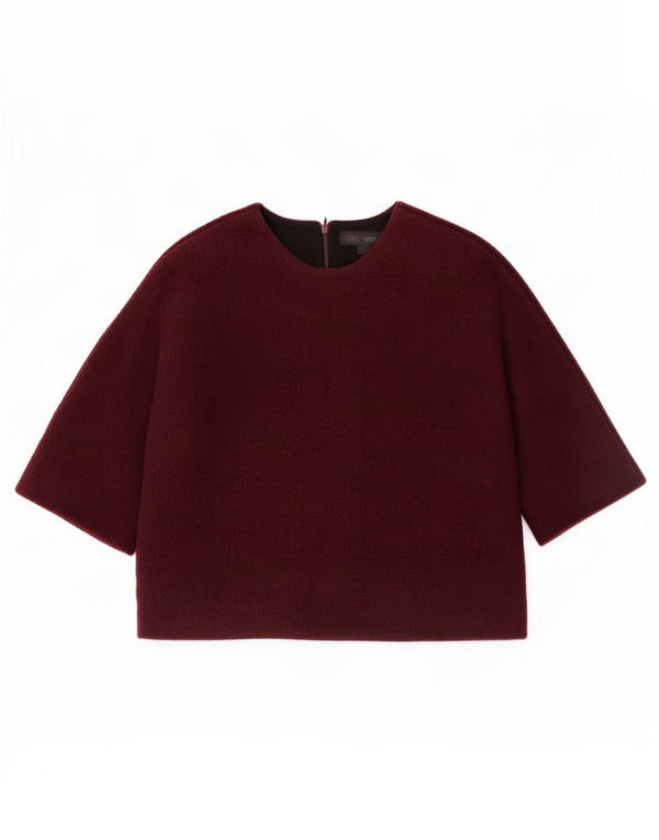 Zara ženska top bluza širokog kroja UK 6 XS Bordo vuna
