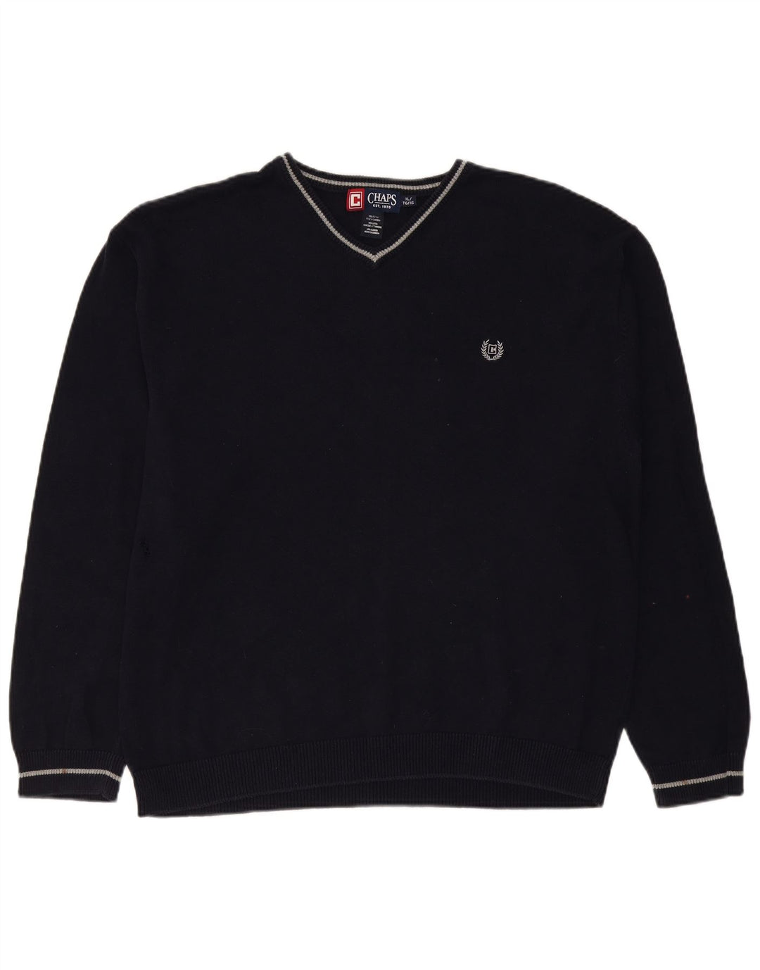 CHAPS Muški džemper s V-izrezom XL tamnoplavi pamuk