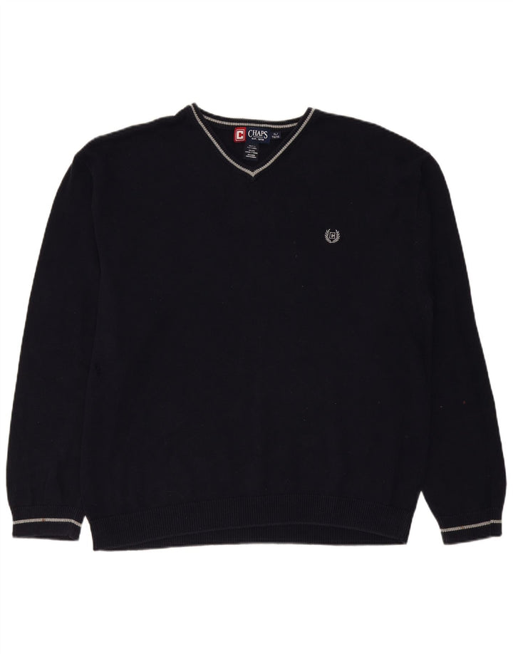 CHAPS Muški džemper s V-izrezom XL tamnoplavi pamuk