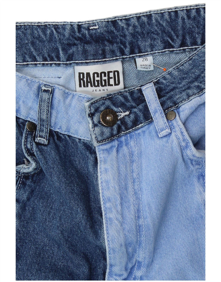 VINTAGE Ženske ravne traperice W28 L28 Plavi Patchwork Pamuk Retro