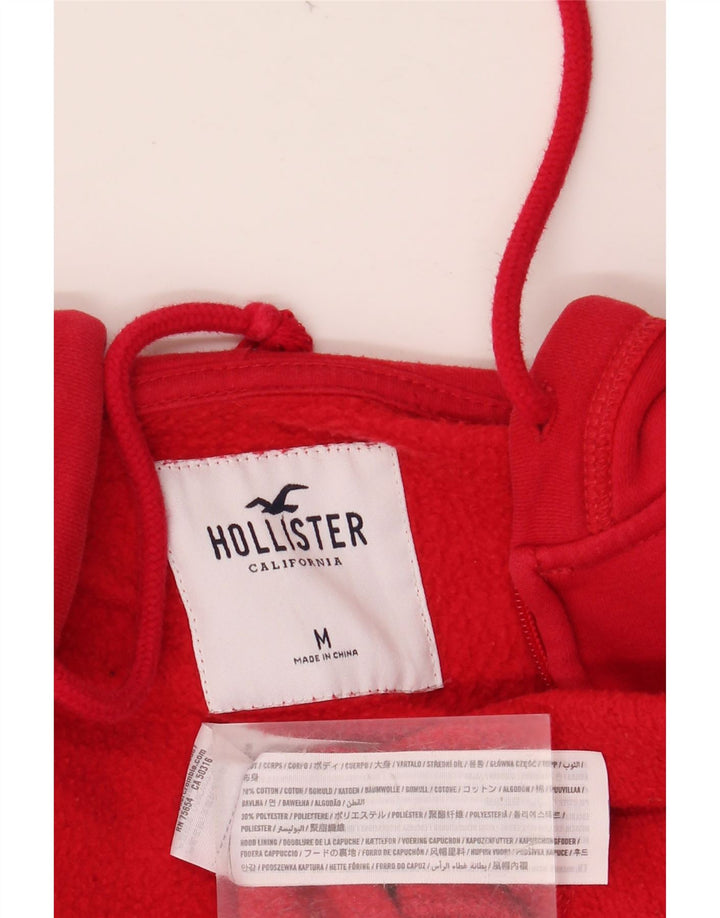 HOLLISTER Ženski pulover s kapuljačom s grafičkim patentnim zatvaračem UK 14 Srednje crveni pamuk