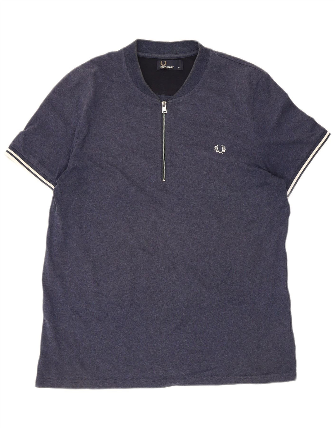 Fred Perry muška majica kratkih rukava s patentnim izrezom srednje tamnoplave pruge