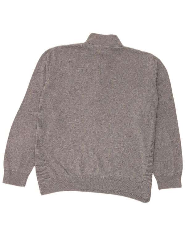 Barbour Mens Zip Neck Jumper Sweater XL Grey Cotton