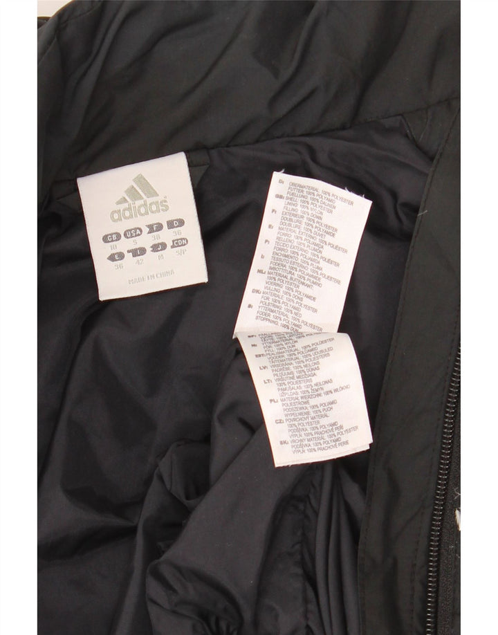 ADIDAS ženska velika jakna s kapuljačom i podstavljenom podstavom UK 10, mali crni poliester