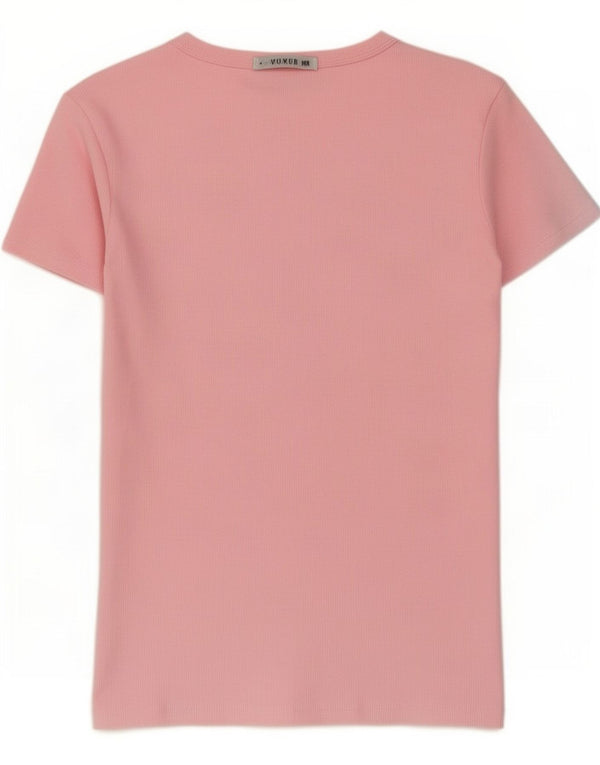 Zara Womens T-Shirt Top UK 8 Small Pink Cotton