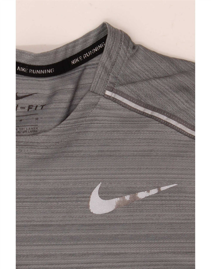 Nike Dri Fit majica kratkih rukava Srednje sivi prugasti poliester