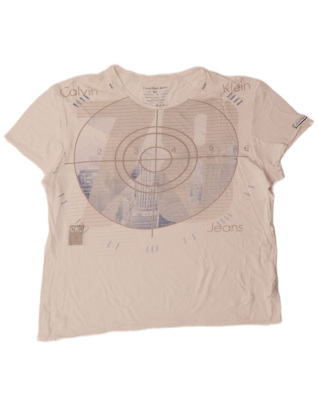 CALVIN KLEIN JEANS Ženska majica kratkih rukava s grafičkim motivima UK 18 XL Bijeli pamuk