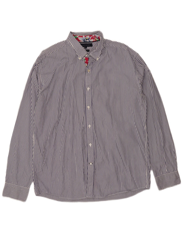 Tommy Hilfiger Mens Shirt XL Blue Striped Cotton