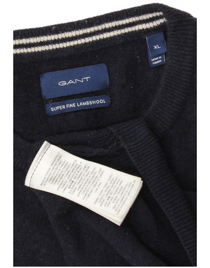 Gant muški džemper s okruglim izrezom XL tamnoplava vunena