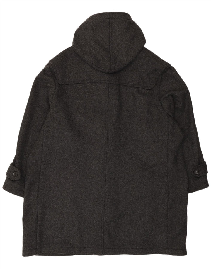 Vintage muški široki kaput s kapuljačom UK 50 4XL siva vuna