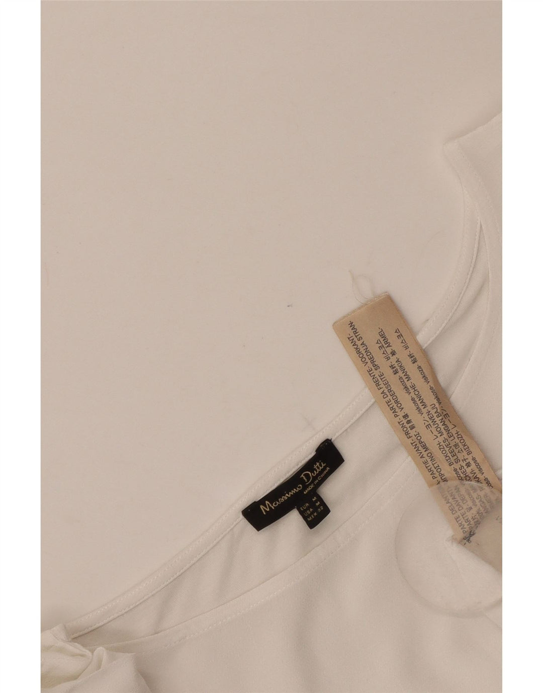 Massimo Dutti Ženska skraćena majica s 3/4 rukavima UK 12 Srednje bijela viskoza