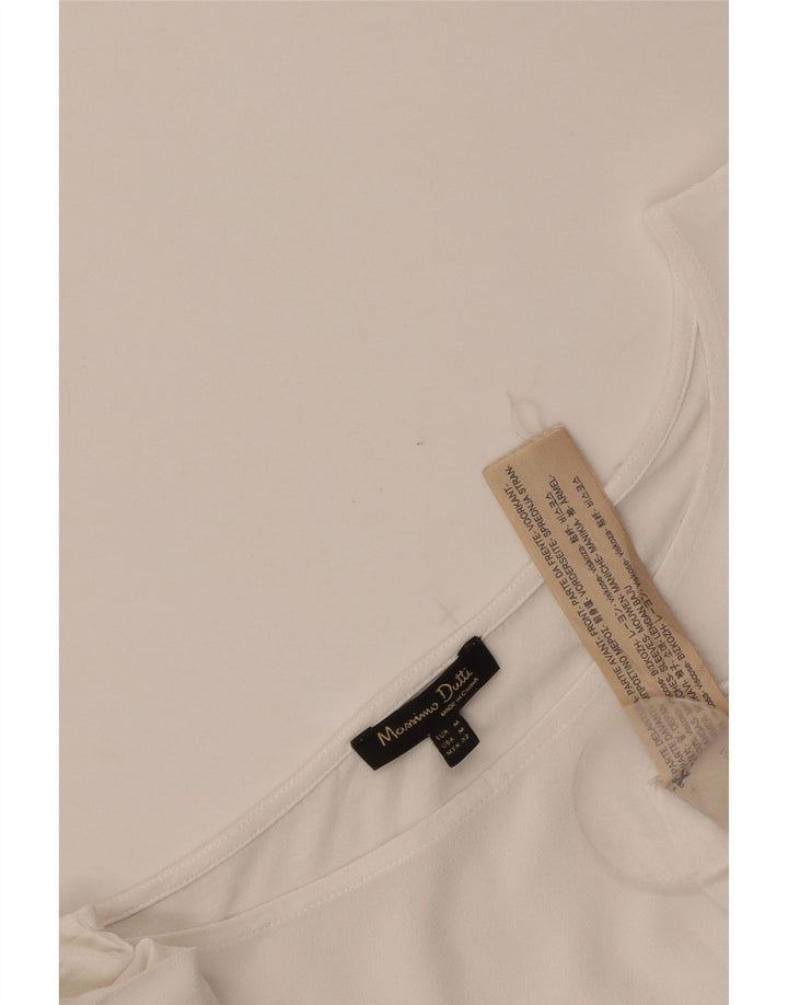 Massimo Dutti Ženska skraćena majica s 3/4 rukavima UK 12 Srednje bijela viskoza