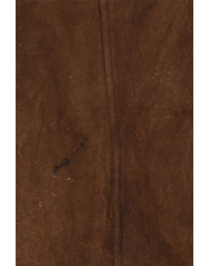 Vintage ženski kaput od striženih šiša s kapuljačom UK 8 Small Brown