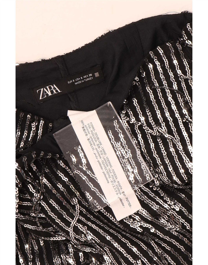 Zara ženska mini suknja mala W26 crni prugasti poliester