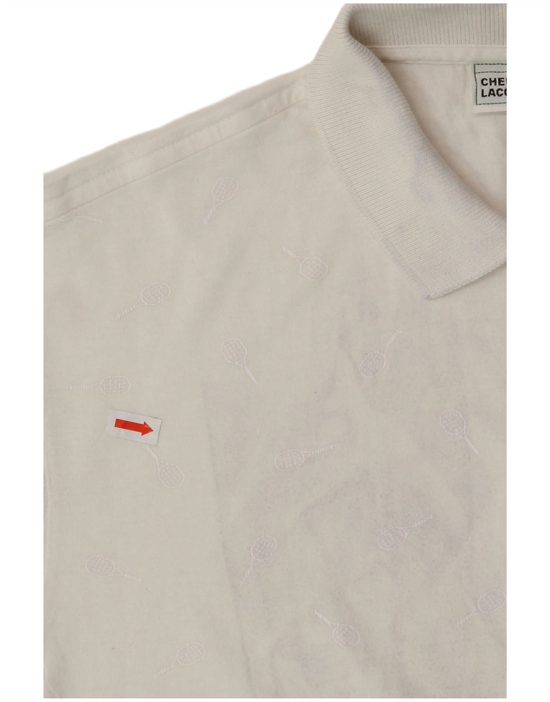 LACOSTE Womens Polo Shirt Size 42 Large White Geometric Cotton