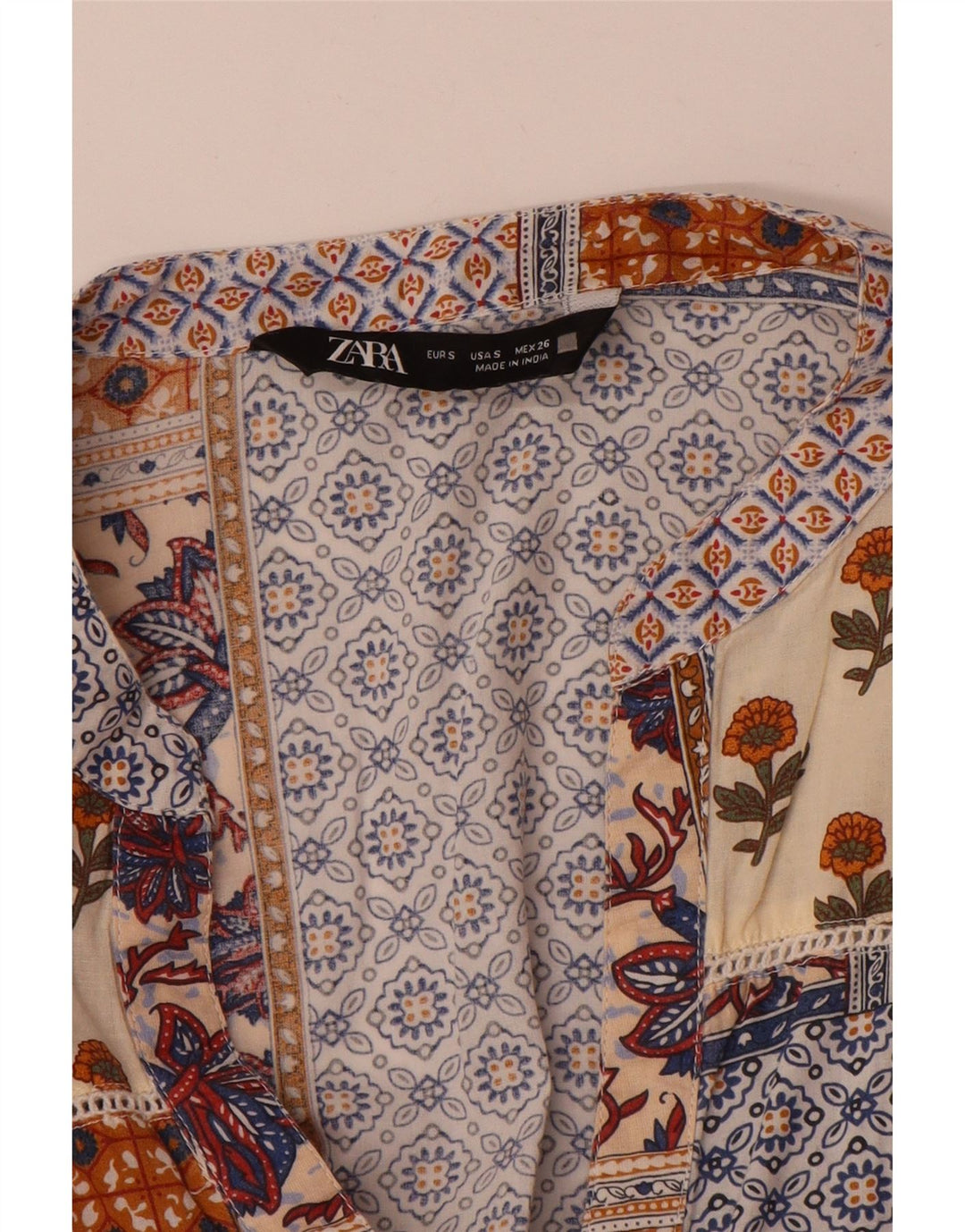 Zara ženska višeslojna haljina dugih rukava UK 10 Small Multicolored Patchwork