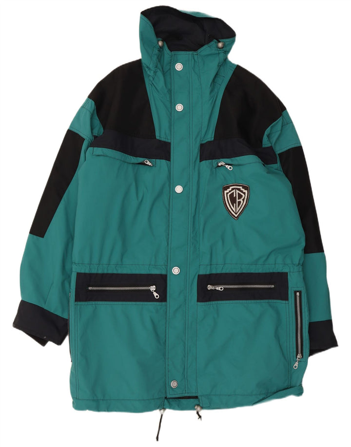 VINTAGE muška grafička vjetrovka kaput UK 40 veliki blok zelene boje