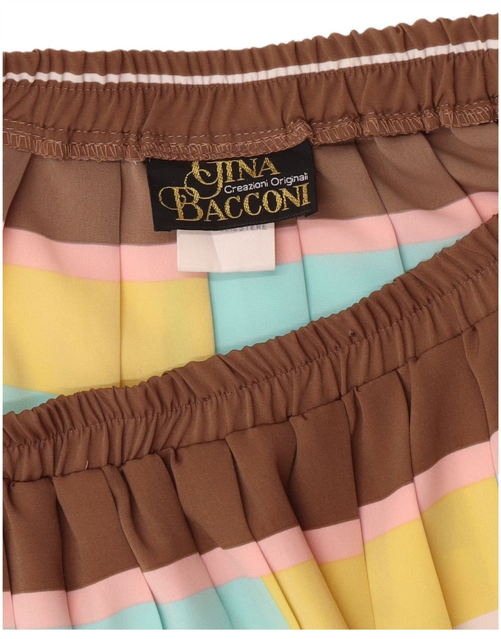 Gina Bacconi ženska plisirana suknja UK 16 velika W32 smeđa geometrijska klasična