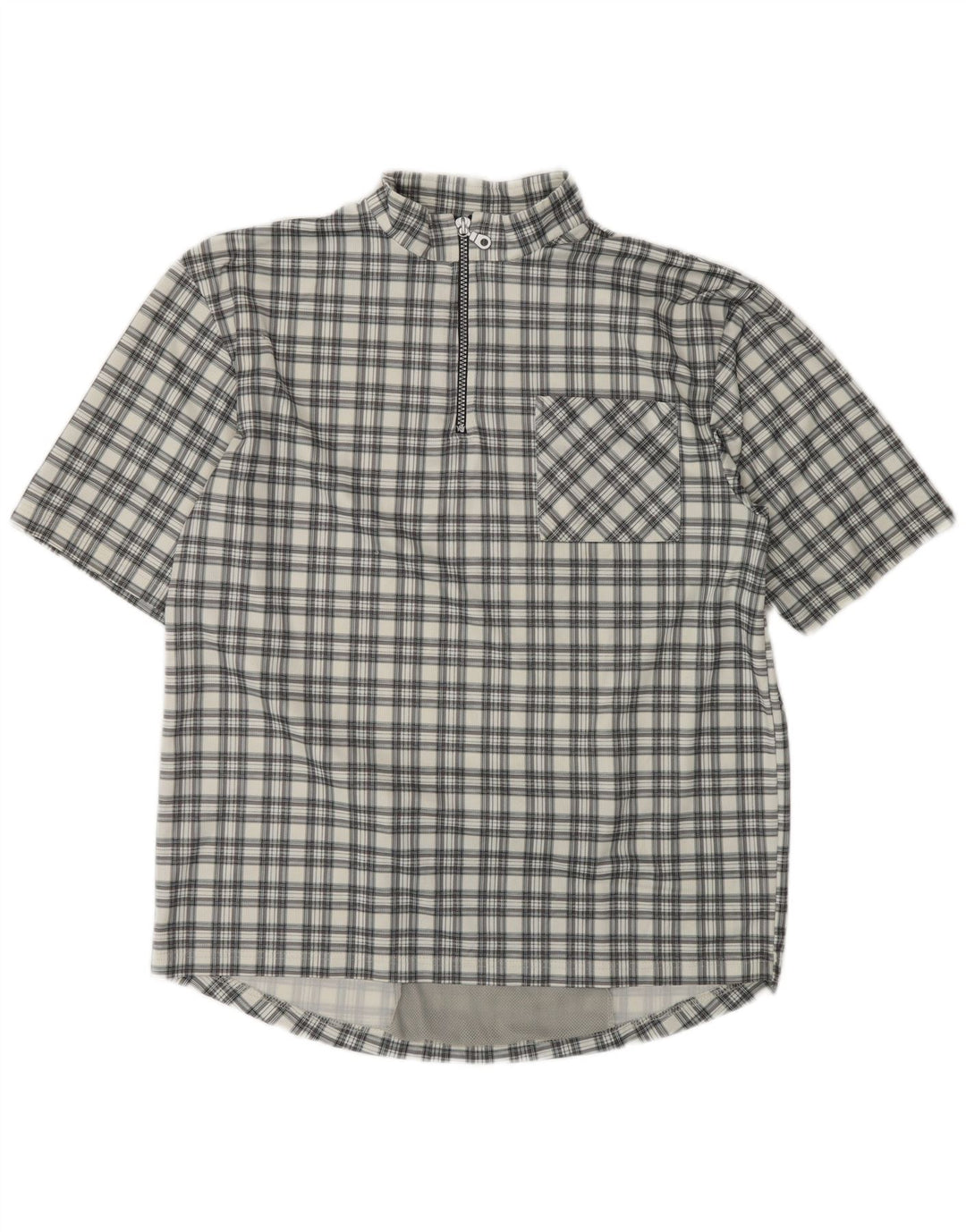 VINTAGE muška pulover košulja kratkih rukava, veliki sivi karirani poliester