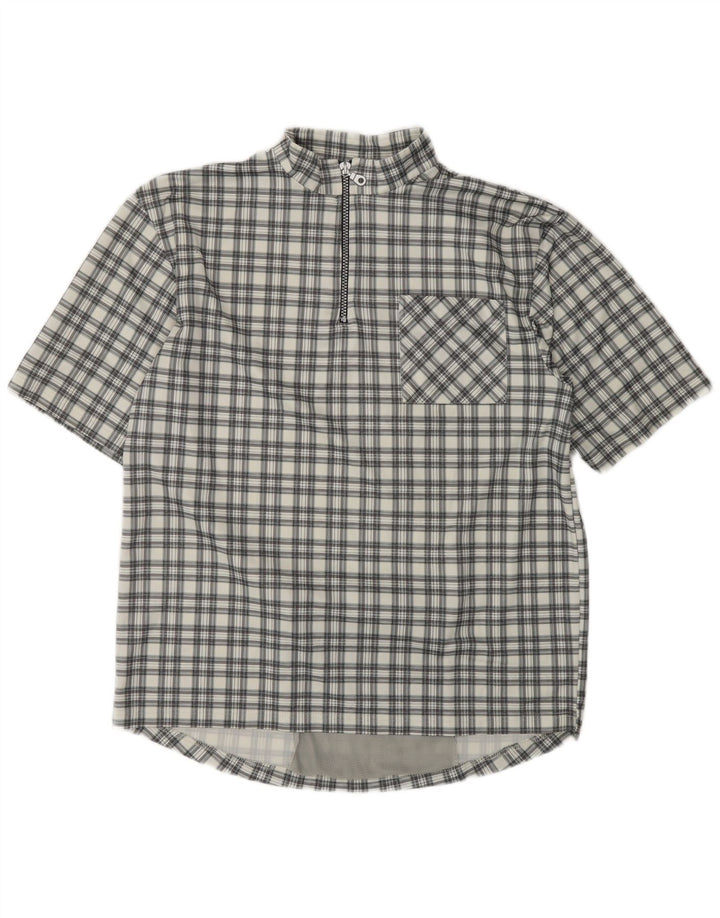 VINTAGE muška pulover košulja kratkih rukava, veliki sivi karirani poliester