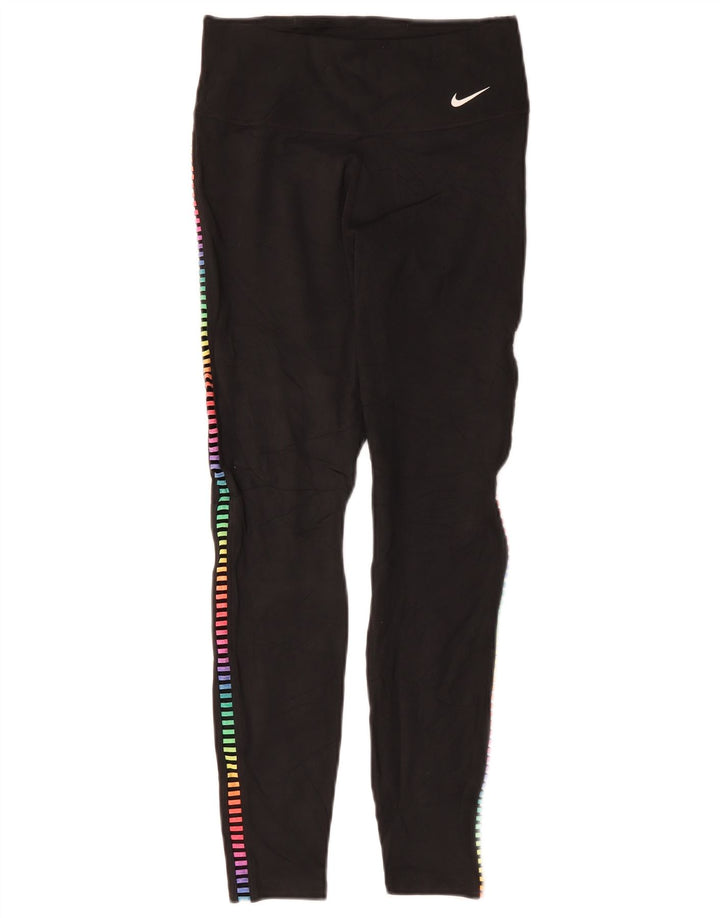 Nike Ženske Dri Fit Leggings UK 8 Male crne geometrijske poliesterske