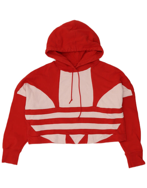 Adidas ženska prekomjerna majica s kapuljačom s kapuljačom UK 8 Mala crvena