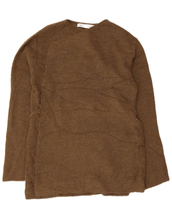 Zara ženski džemper s omotom UK 10 Mali kaki poliamid