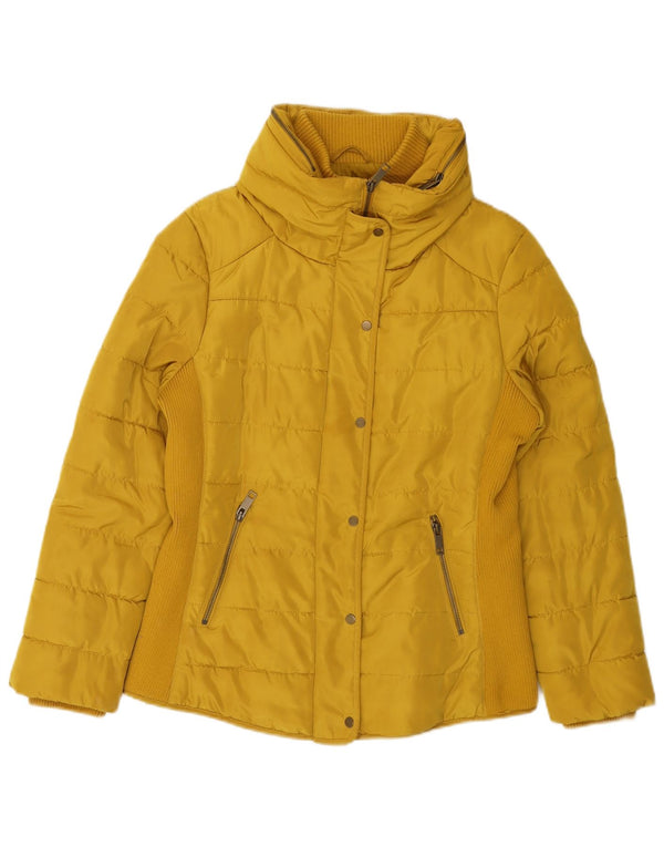 LAURA ASHLEY Womens Padded Jacket UK 12 Medium Yellow Polyester