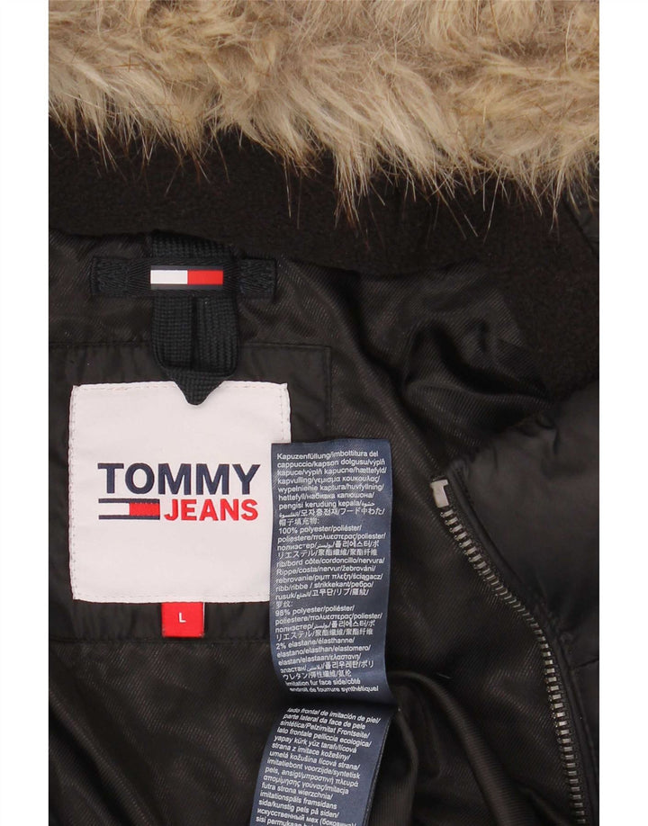 Tommy Hilfiger ženski podstavljeni kaput s kapuljačom UK 14 veliki crni poliester