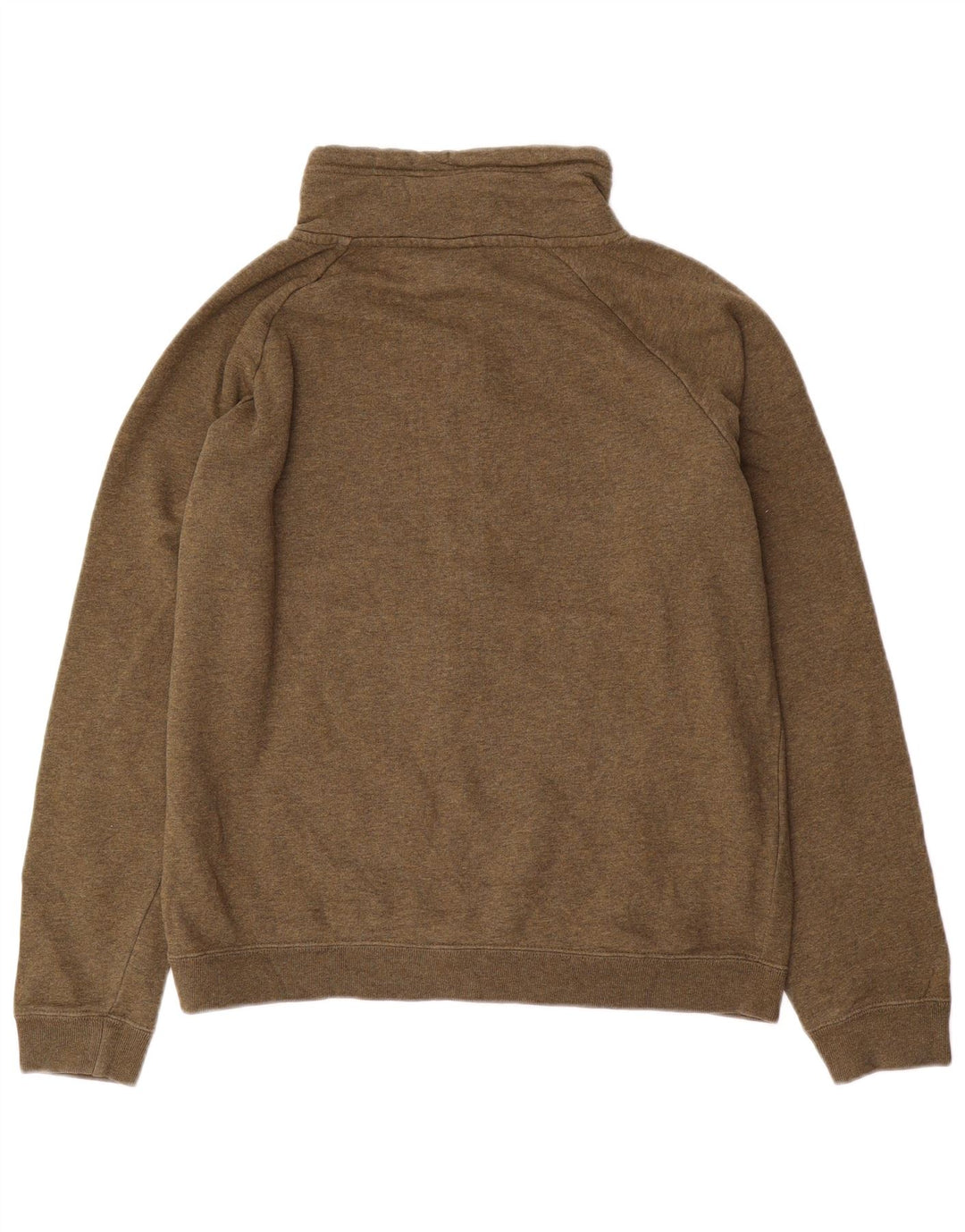 NIKE Womens Zip Neck Sweatshirt Jumper UK 14 Medium Khaki Cotton
