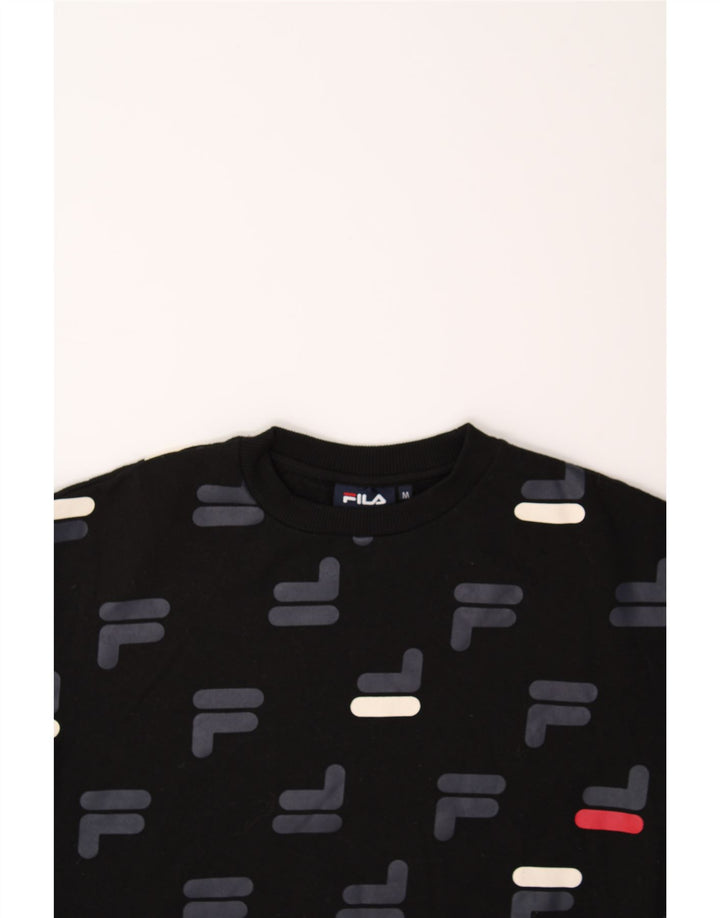 FILA Womens Graphic Sweatshirt Jumper UK 14 Medium Black Cotton Vintage Fila and Second-Hand Fila from Messina Hembry 