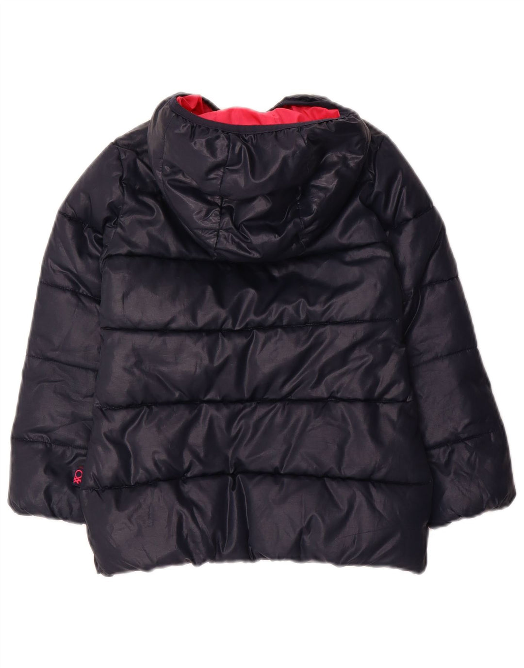 BENETTON Podstavljena jakna s kapuljačom za djevojčice 4-5 godina XS tamnoplava poliester