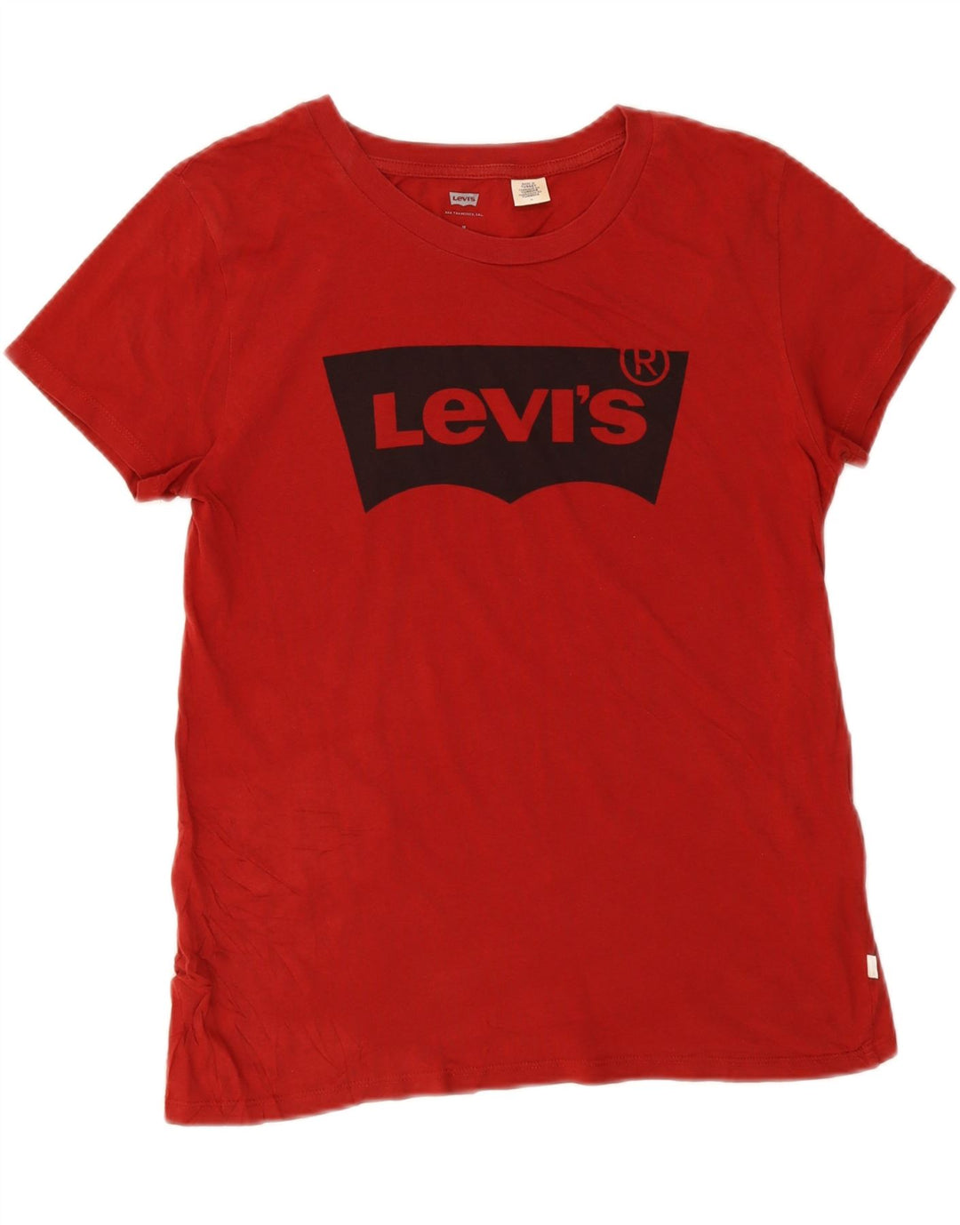 LEVI'S Womens Graphic T-Shirt Top UK 14 Medium Red Cotton Vintage Levi's and Second-Hand Levi's from Messina Hembry 