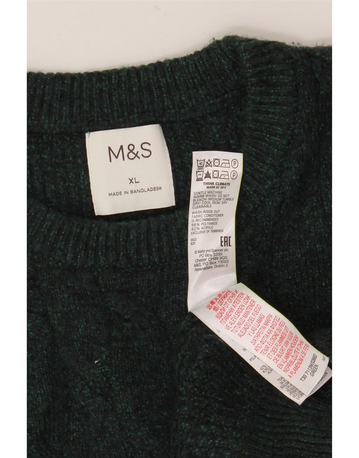 MARKS & SPENCER Muški džemper s okruglim izrezom XL od zelenog poliamida