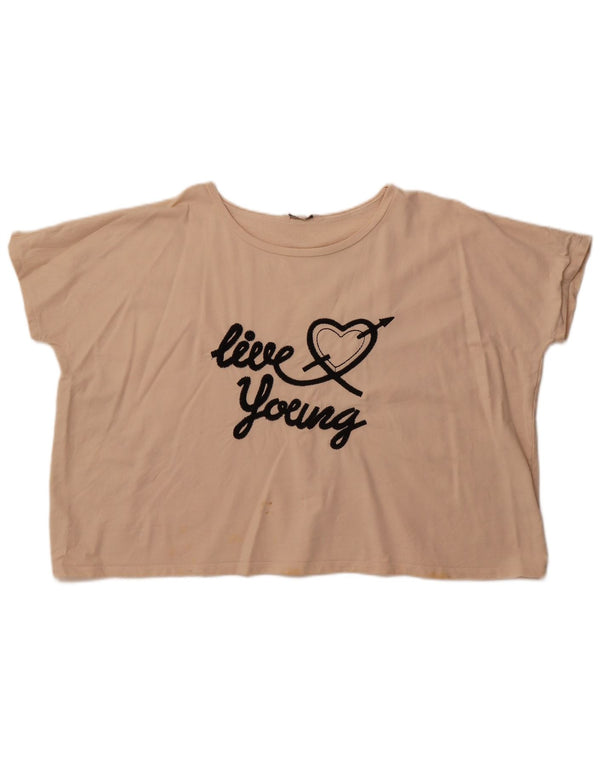 French Connection Ženska skraćena majica kratkih rukava UK 14 srednje bež pamuk