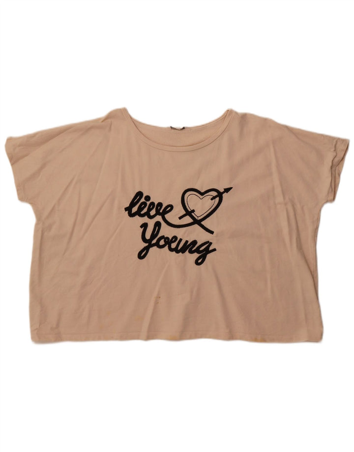 French Connection Ženska skraćena majica kratkih rukava UK 14 srednje bež pamuk