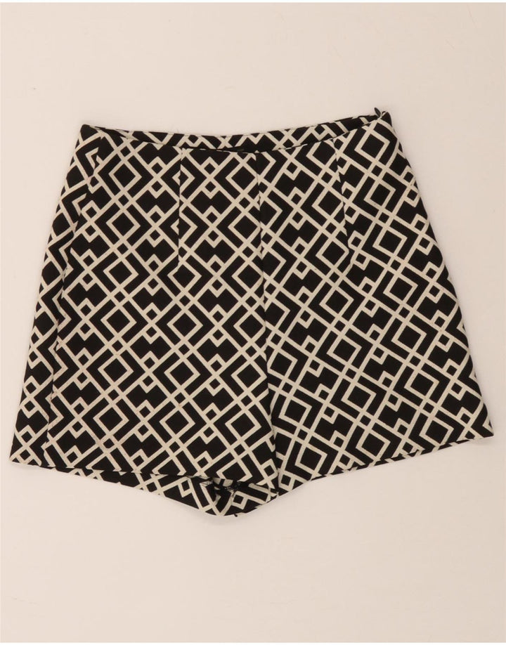 ZARA Womens Casual Shorts UK 8 Small W26  Black Geometric Polyester Vintage Zara and Second-Hand Zara from Messina Hembry 