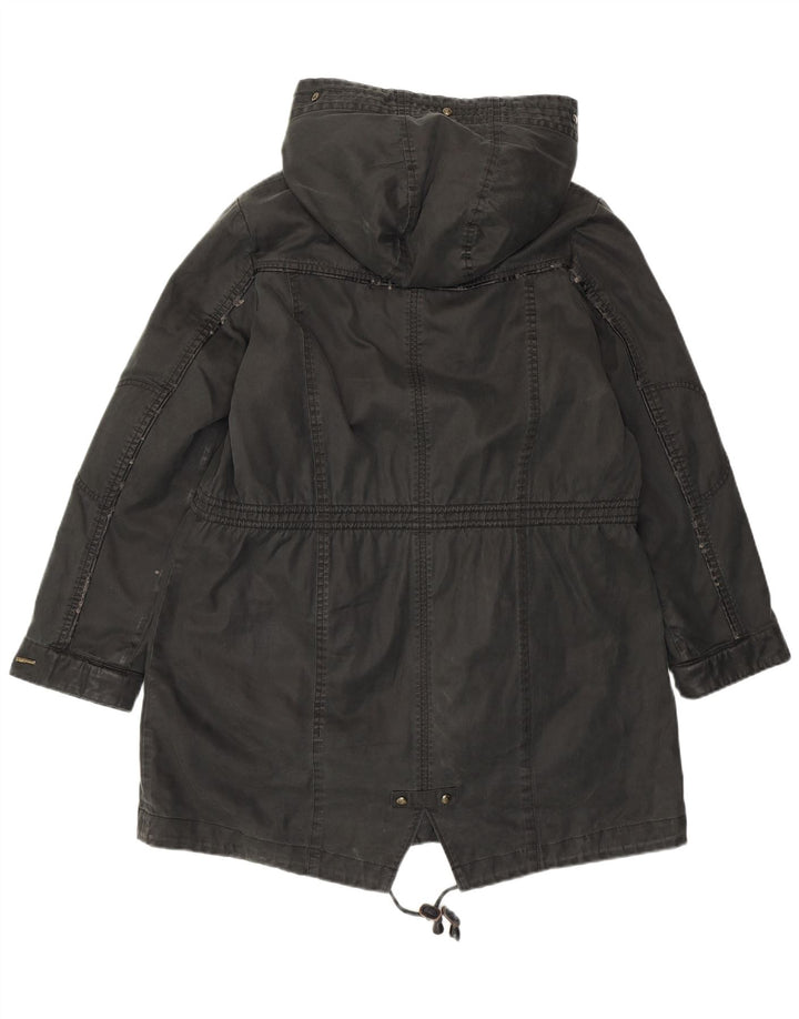 HUGO BOSS Womens Hooded Parka Jacket UK 12 Medium  Black Cotton